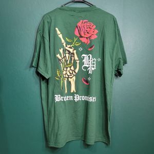 Size XL Broken Promises Graphic Skater T-Shirt Green